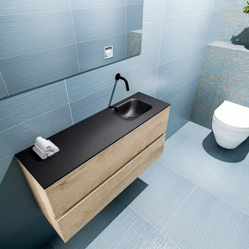 Nieuw Mondiaz Ada 100cm toiletmeubel washed oak met wastafel urban rechts zonder kraangat