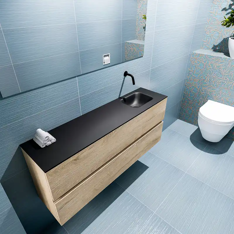 Geld-Terug-Garantie Mondiaz Ada 120cm toiletmeubel washed oak met wastafel urban rechts zonder kraangat