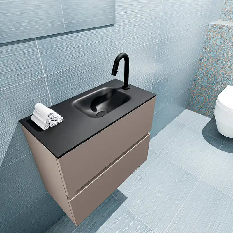 Exclusieve Aanbieding Mondiaz Ada 60cm toiletmeubel smoke met wastafel urban rechts 1 kraangat