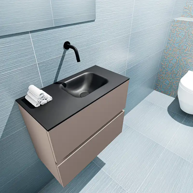 Favoriet Mondiaz Ada 60cm toiletmeubel smoke met wastafel urban rechts zonder kraangat