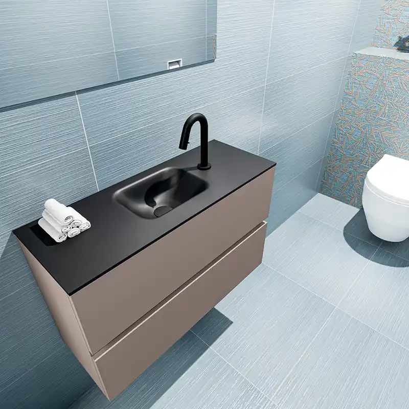 Plaats Bestelling Mondiaz Ada 80cm toiletmeubel smoke met wastafel urban midden 1 kraangat