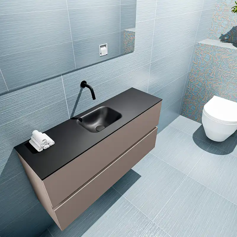 Exclusief Mondiaz Ada 100cm toiletmeubel smoke met wastafel urban midden zonder kraangat