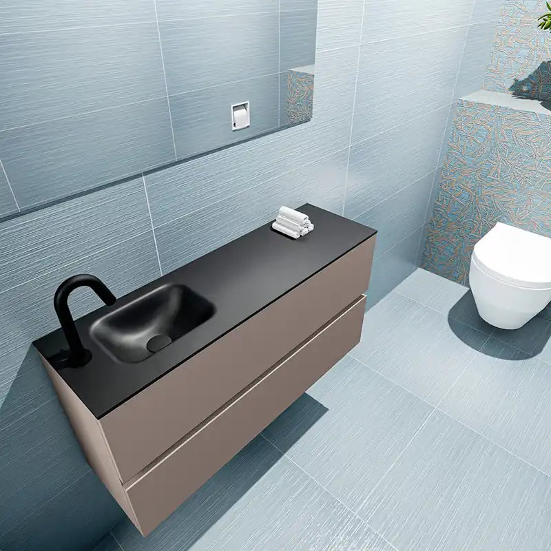 In De Mode Mondiaz Ada 100cm toiletmeubel smoke met wastafel urban links 1 kraangat