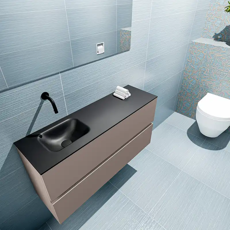 Ambachtelijk Mondiaz Ada 100cm toiletmeubel smoke met wastafel urban links zonder kraangat