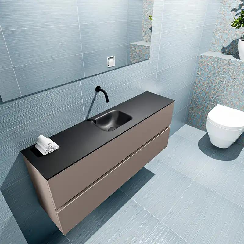 Fabrieksprijs Mondiaz Ada 120cm toiletmeubel smoke met wastafel urban midden zonder kraangat