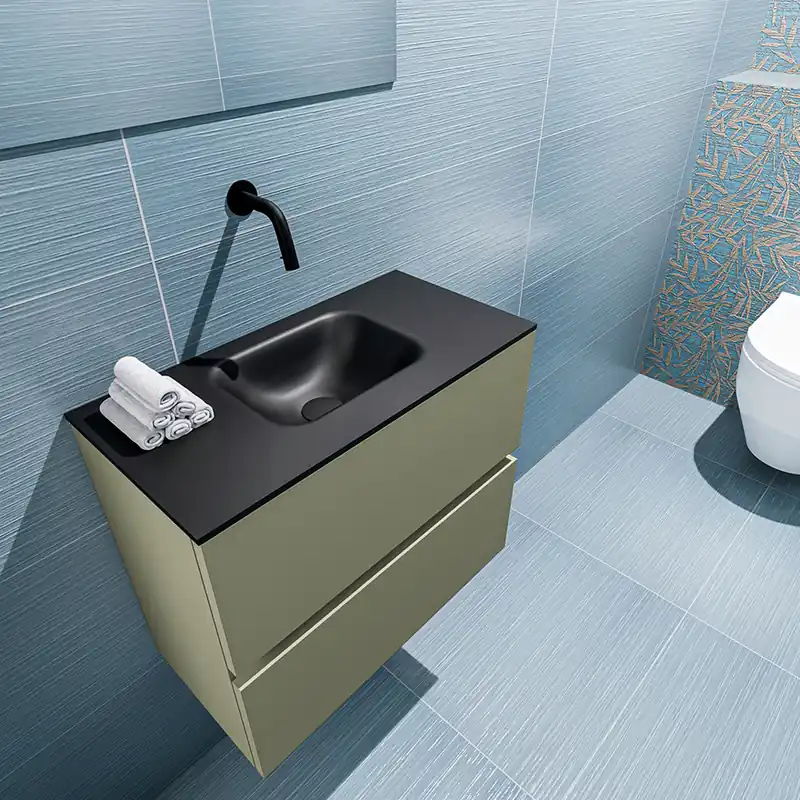 Plaats Bestelling Mondiaz Ada 60cm toiletmeubel army met wastafel urban midden zonder kraangat