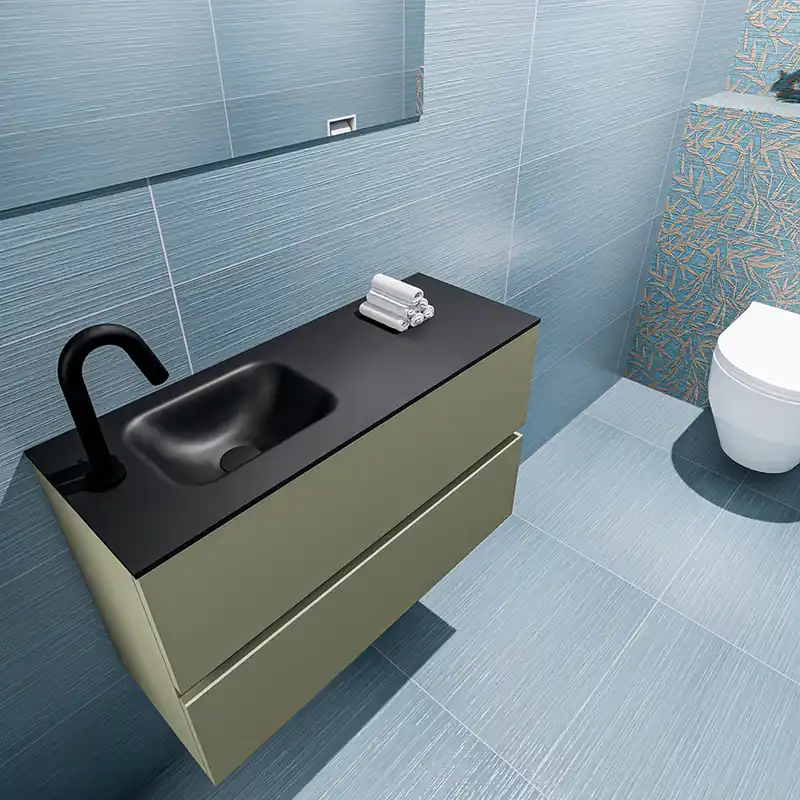 Op = Op Mondiaz Ada 80cm toiletmeubel army met wastafel urban links 1 kraangat