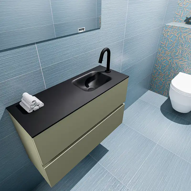 Op = Op Mondiaz Ada 80cm toiletmeubel army met wastafel urban rechts 1 kraangat