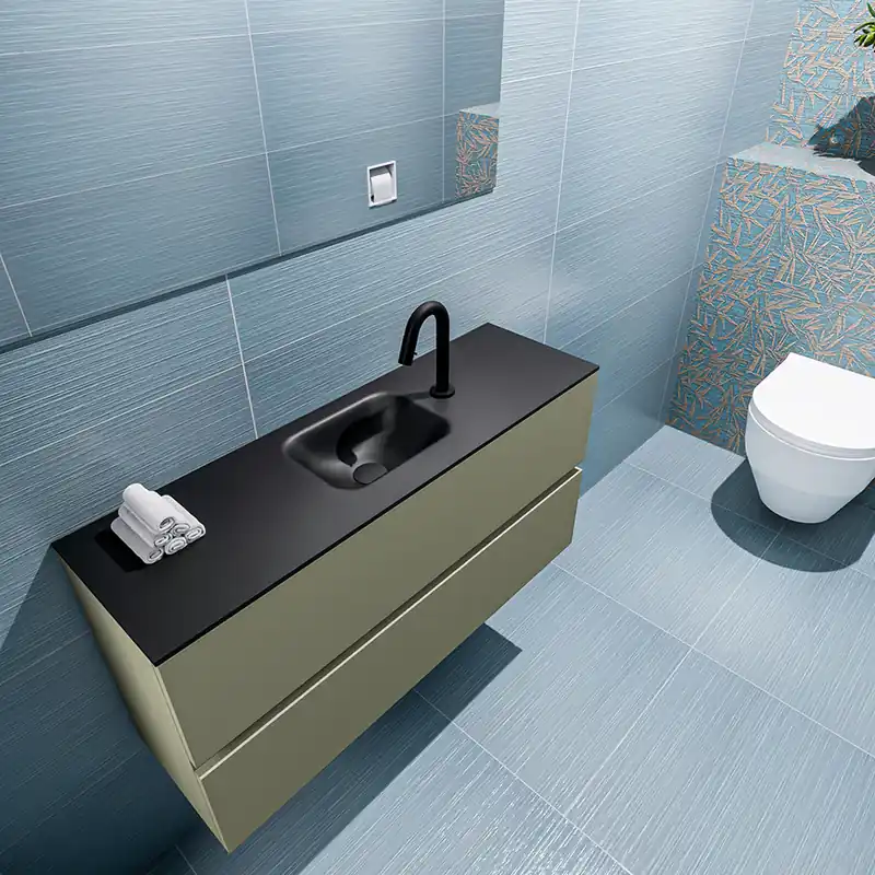 Nieuw Model Mondiaz Ada 100cm toiletmeubel army met wastafel urban midden 1 kraangat