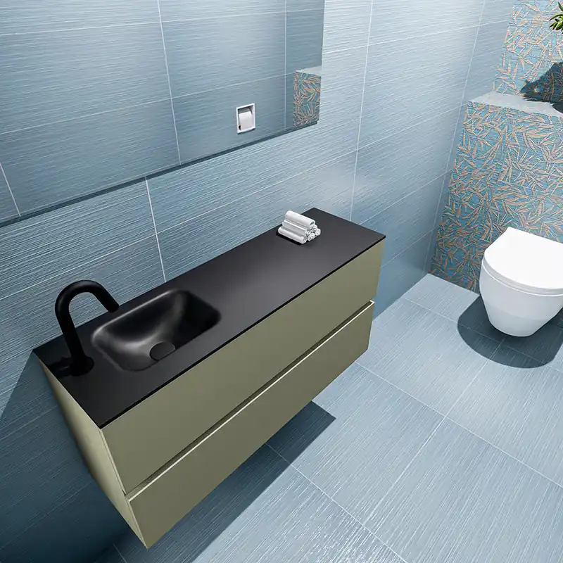 Professioneel Mondiaz Ada 100cm toiletmeubel army met wastafel urban links 1 kraangat