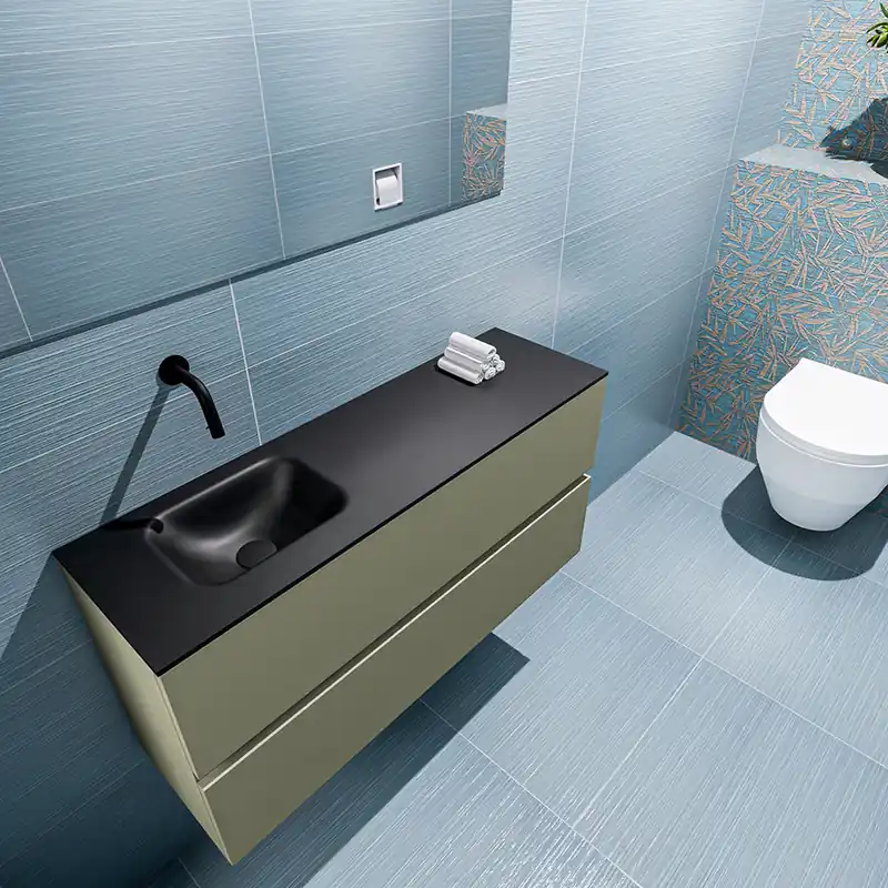 Origineel Mondiaz Ada 100cm toiletmeubel army met wastafel urban links zonder kraangat