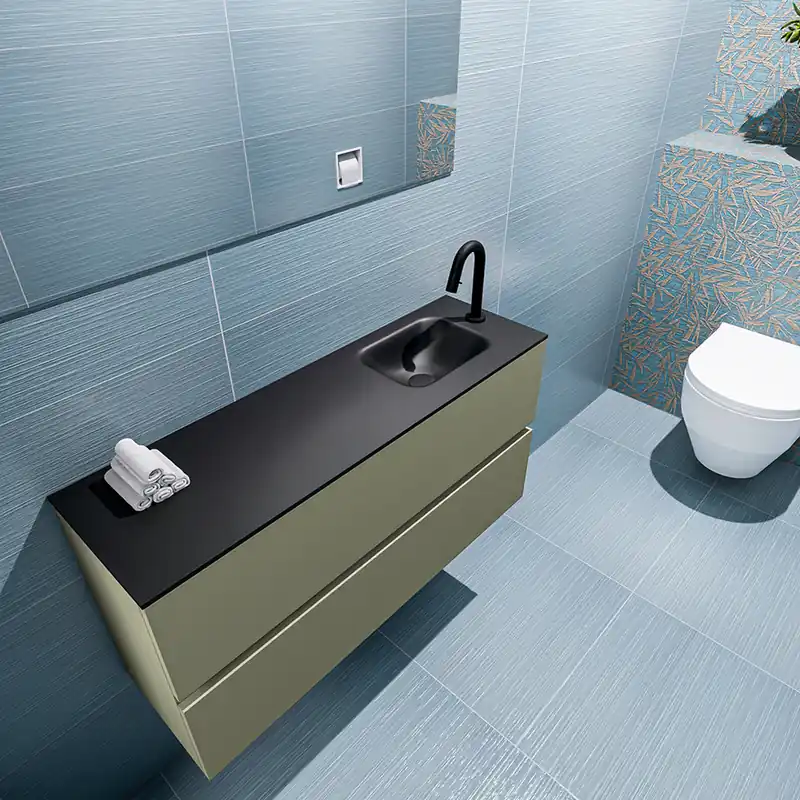 Speciale Aanbieding Mondiaz Ada 100cm toiletmeubel army met wastafel urban rechts 1 kraangat