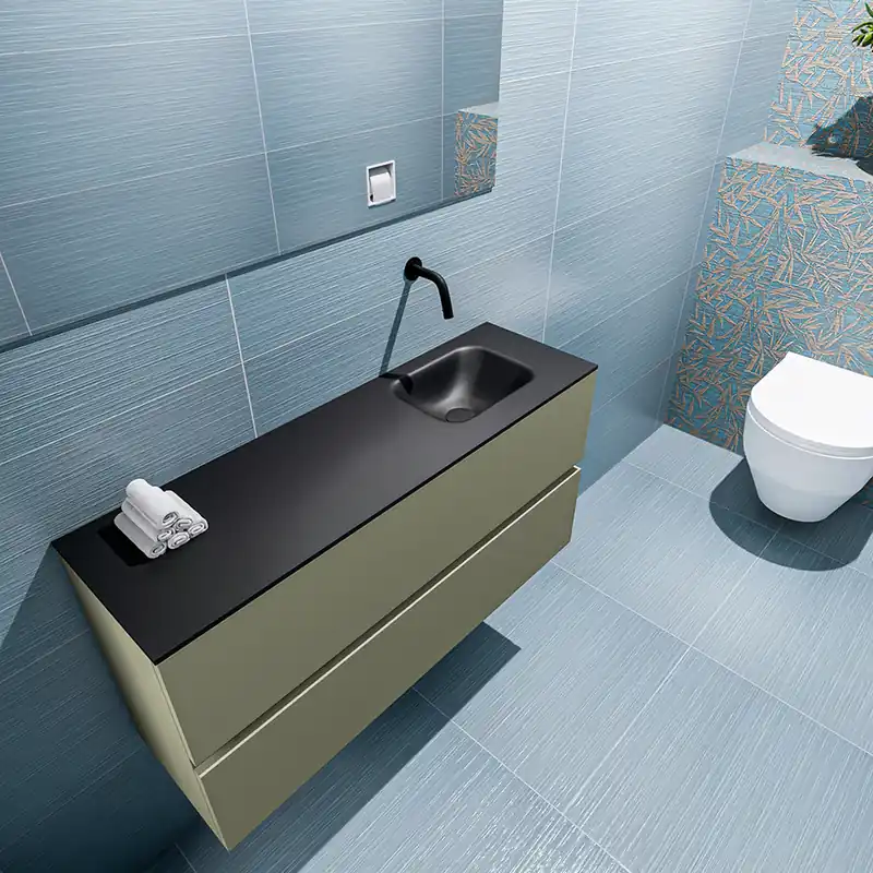 Finale Uitverkoop Mondiaz Ada 100cm toiletmeubel army met wastafel urban rechts zonder kraangat