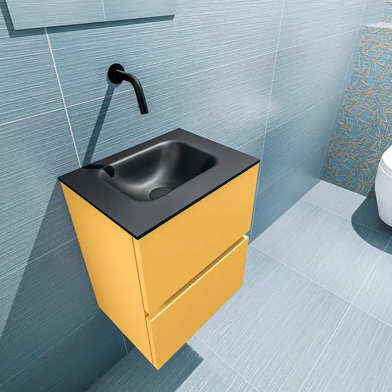 Snelle Levering Mondiaz Ada 40cm toiletmeubel ocher met wastafel urban midden zonder kraangat
