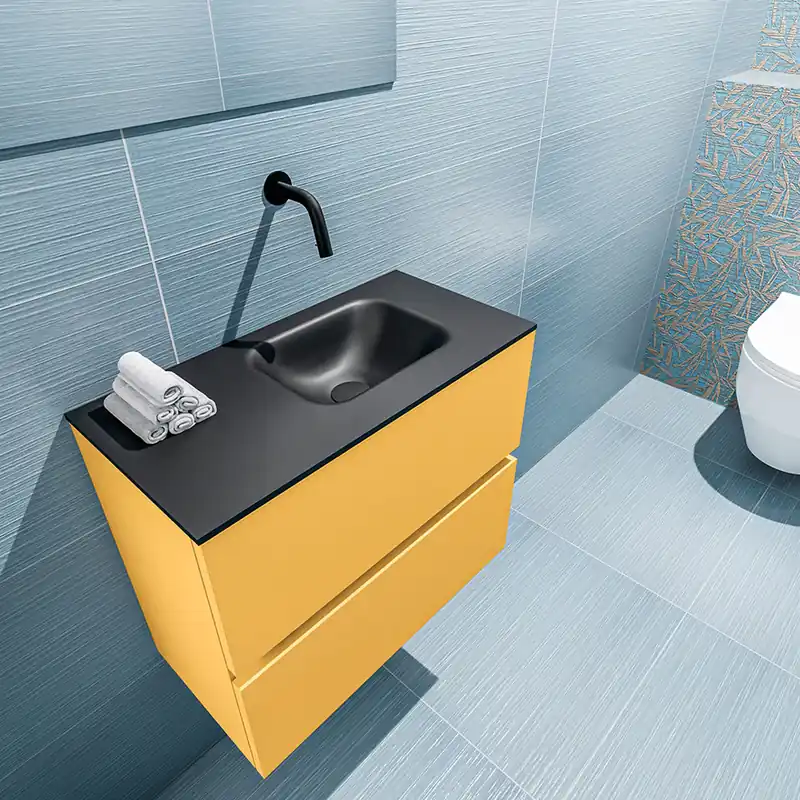 Direct Verzonden Mondiaz Ada 60cm toiletmeubel ocher met wastafel urban rechts zonder kraangat