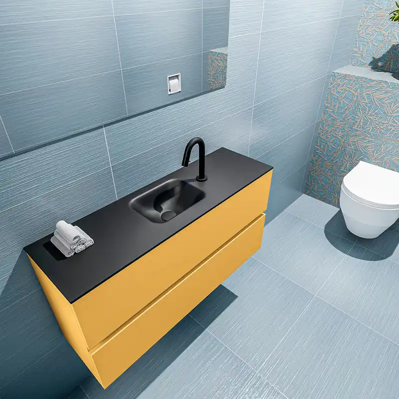 Favoriet Mondiaz Ada 100cm toiletmeubel ocher met wastafel urban midden 1 kraangat