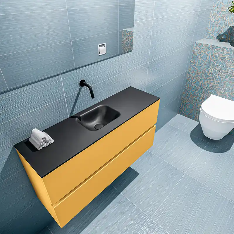 Betrouwbaar Mondiaz Ada 100cm toiletmeubel ocher met wastafel urban midden zonder kraangat