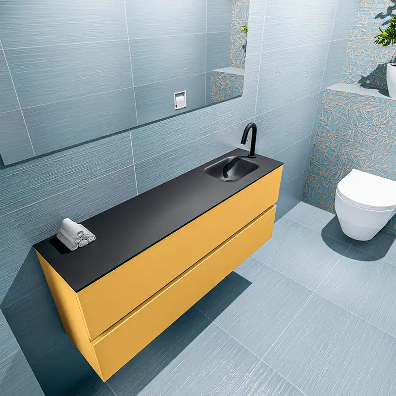 Flitsaanbieding Mondiaz Ada 120cm toiletmeubel ocher met wastafel urban rechts 1 kraangat