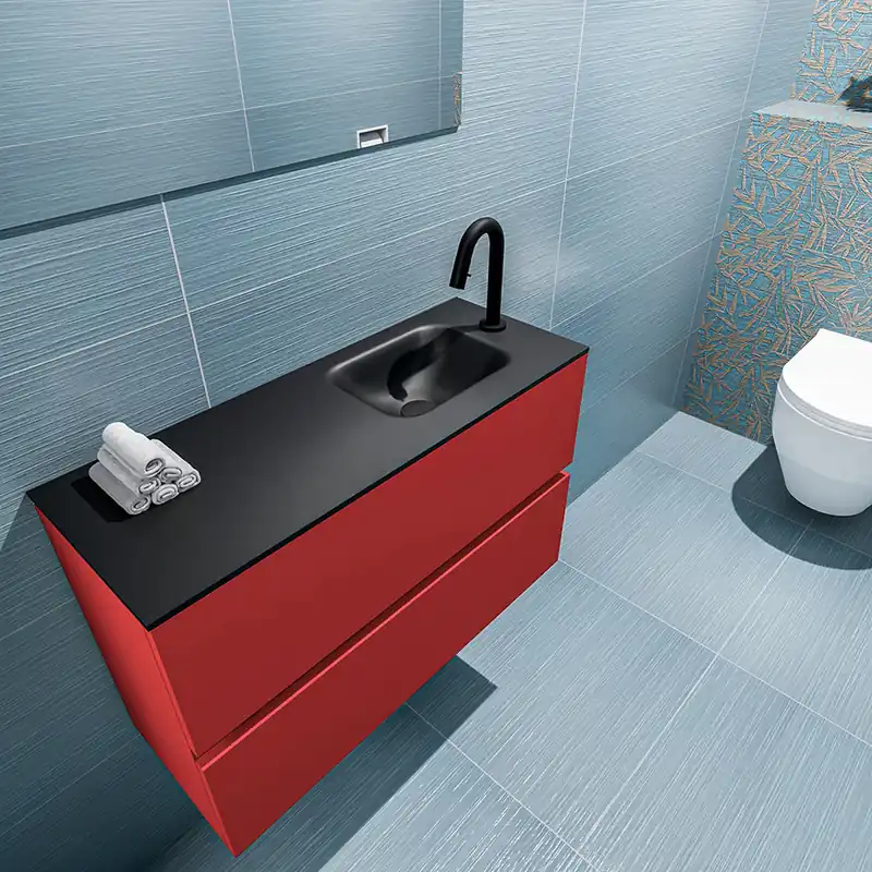 Handgemaakt Mondiaz Ada 80cm toiletmeubel fire met wastafel urban rechts 1 kraangat
