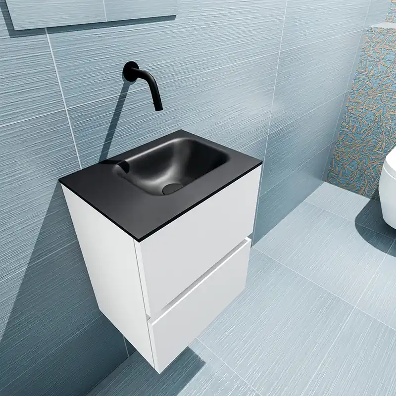 Seizoensaanbieding Mondiaz Ada 40cm toiletmeubel talc met wastafel urban rechts zonder kraangat