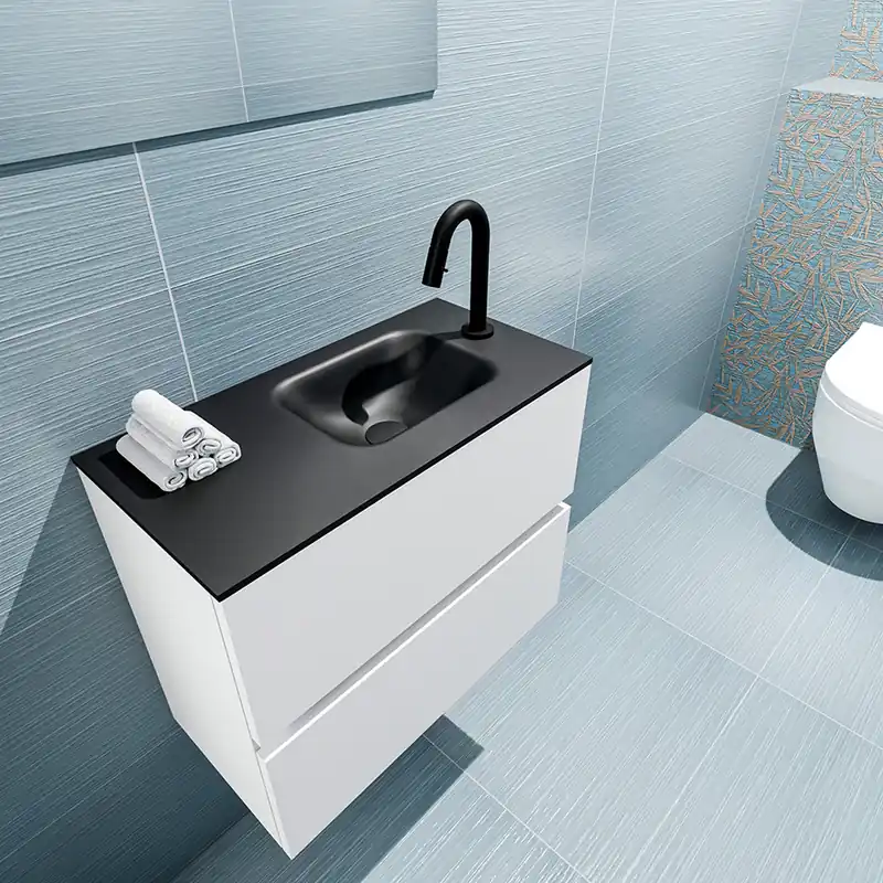 Korting Mondiaz Ada 60cm toiletmeubel talc met wastafel urban rechts 1 kraangat