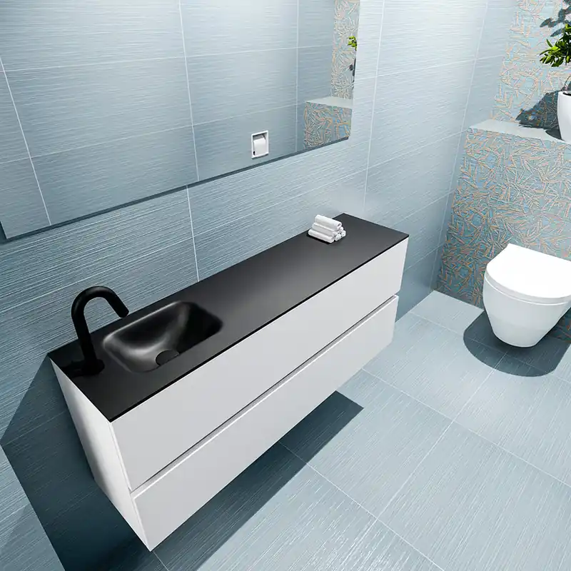Wereldwijde Verzending Mondiaz Ada 120cm toiletmeubel talc met wastafel urban links 1 kraangat