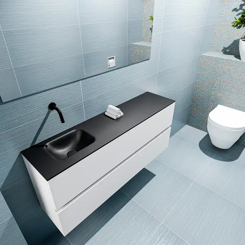 Direct Beschikbaar Mondiaz Ada 120cm toiletmeubel talc met wastafel urban links zonder kraangat