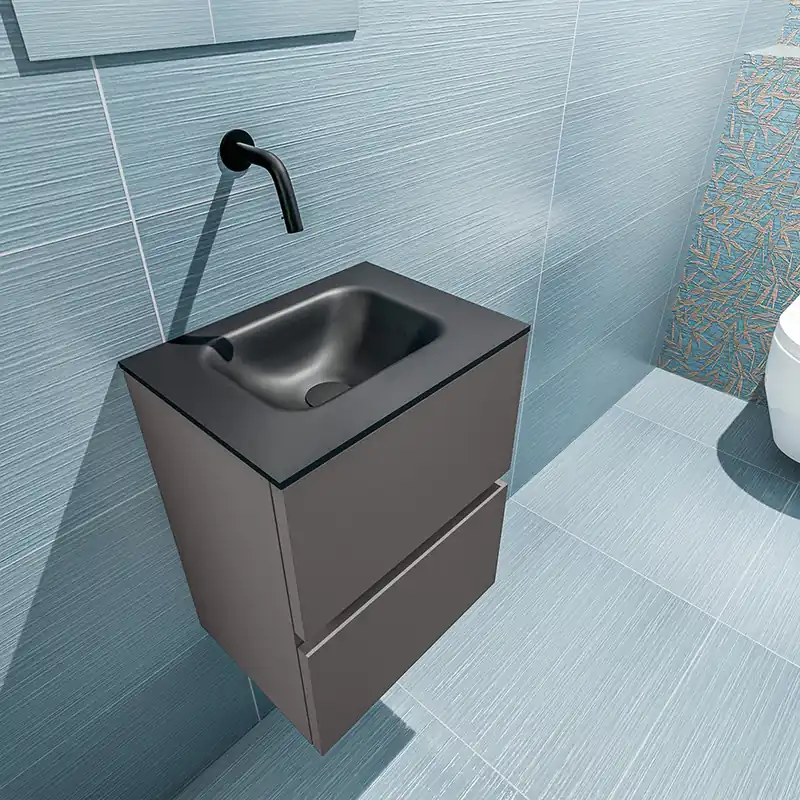 Beste Prijs Mondiaz Ada 40cm toiletmeubel dark grey met wastafel urban midden zonder kraangat