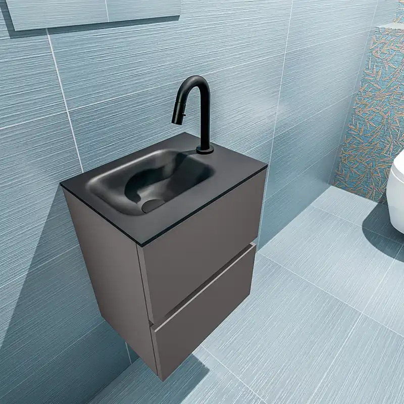 Populair Mondiaz Ada 40cm toiletmeubel dark grey met wastafel urban links 1 kraangat