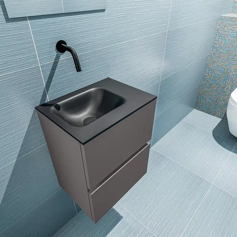 Veilige Betaling Mondiaz Ada 40cm toiletmeubel dark grey met wastafel urban links zonder kraangat