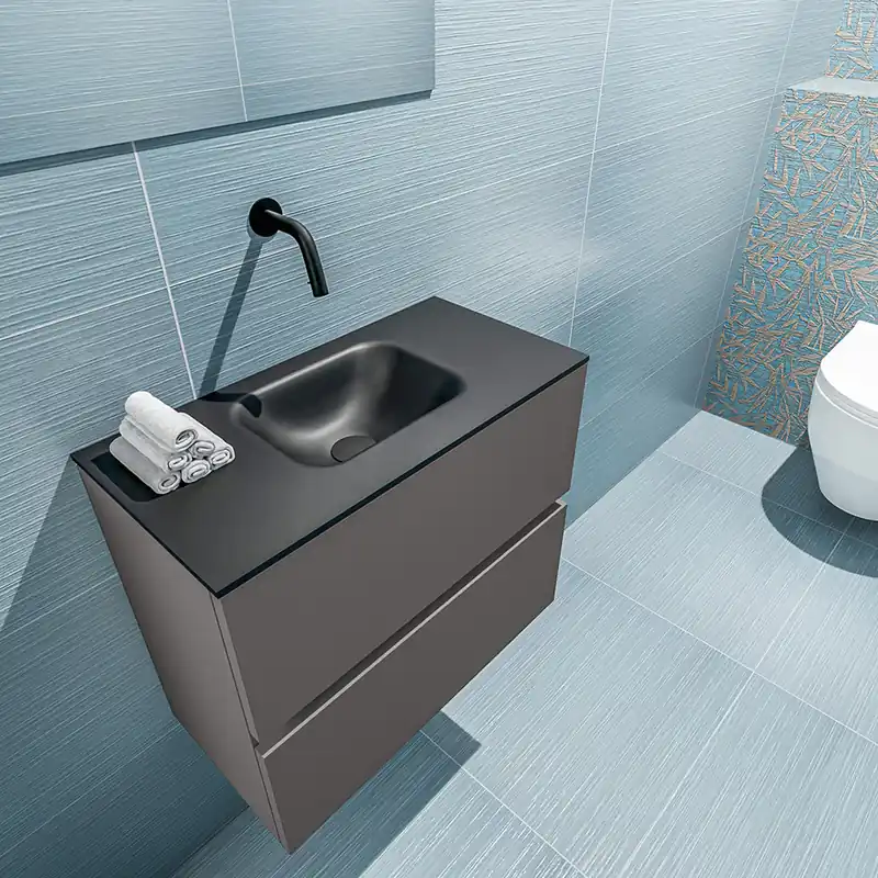 Bestseller Mondiaz Ada 60cm toiletmeubel dark grey met wastafel urban midden zonder kraangat
