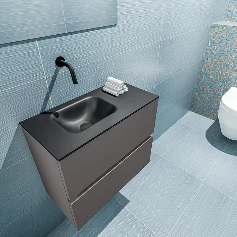 Flitsaanbieding Mondiaz Ada 60cm toiletmeubel dark grey met wastafel urban links zonder kraangat