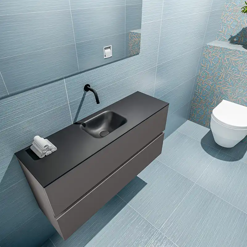 Premium Mondiaz Ada 100cm toiletmeubel dark grey met wastafel urban midden zonder kraangat