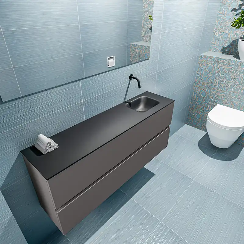 Direct Verzonden Mondiaz Ada 120cm toiletmeubel dark grey met wastafel urban rechts zonder kraangat