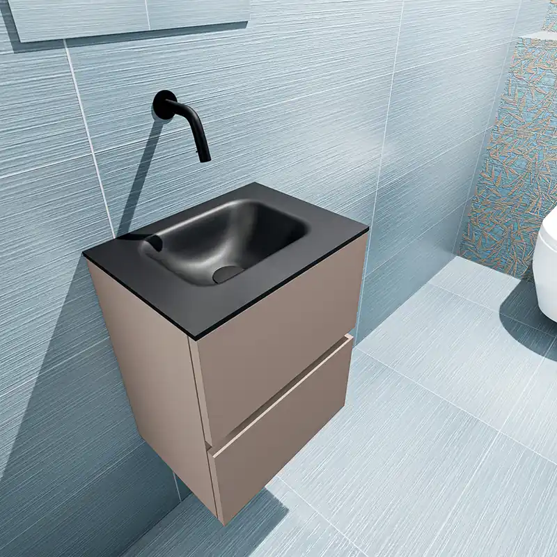 Geld-Terug-Garantie Mondiaz Ada 40cm toiletmeubel smoke met wastafel urban midden zonder kraangat