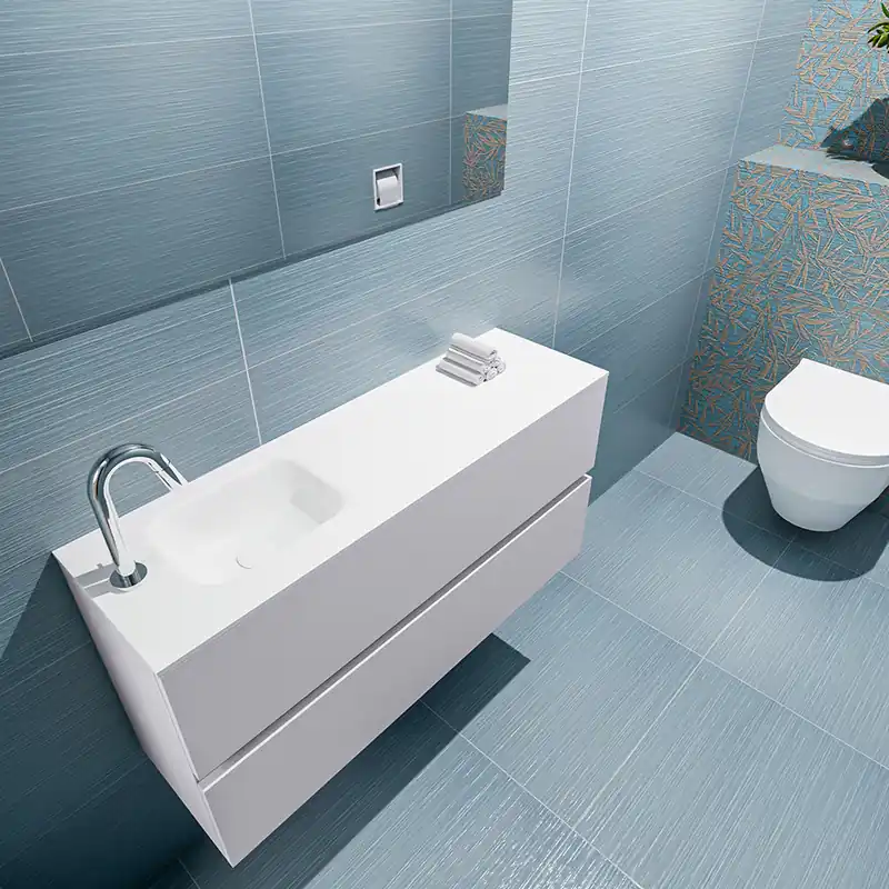 Beste Prijs Mondiaz Ada 100cm toiletmeubel cale met wastafel talc links 1 kraangat