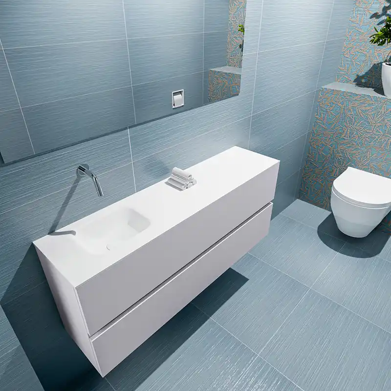Koop Online Mondiaz Ada 120cm toiletmeubel cale met wastafel talc links zonder kraangat