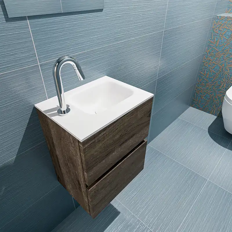 Gratis Retour Mondiaz Ada 40cm toiletmeubel dark brown met wastafel talc rechts 1 kraangat