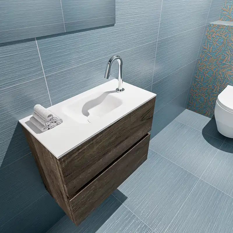 Shop Nu Mondiaz Ada 60cm toiletmeubel dark brown met wastafel talc midden 1 kraangat
