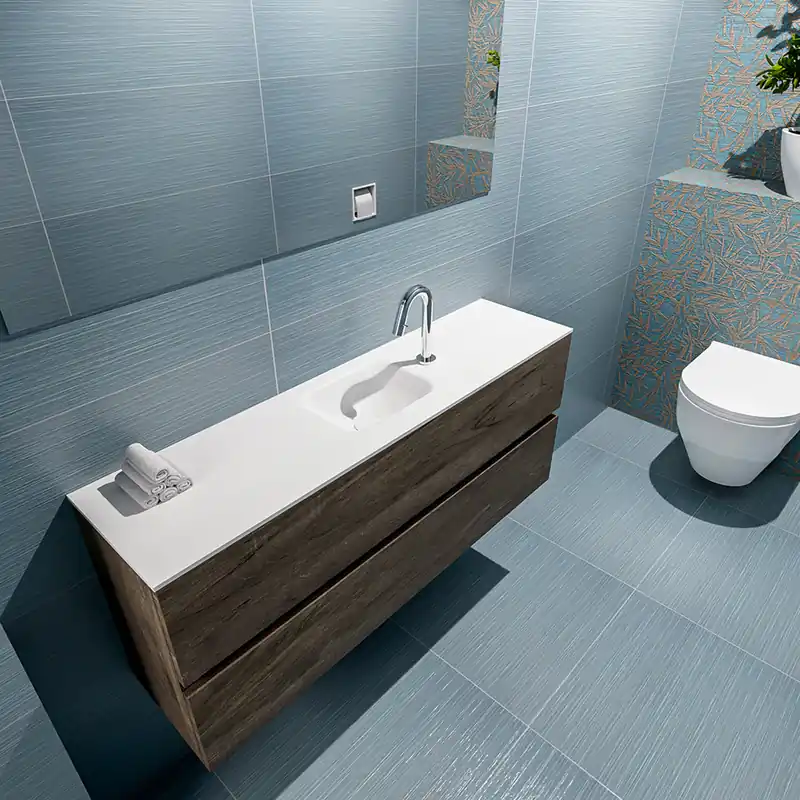 Exclusief Mondiaz Ada 120cm toiletmeubel dark brown met wastafel talc midden 1 kraangat
