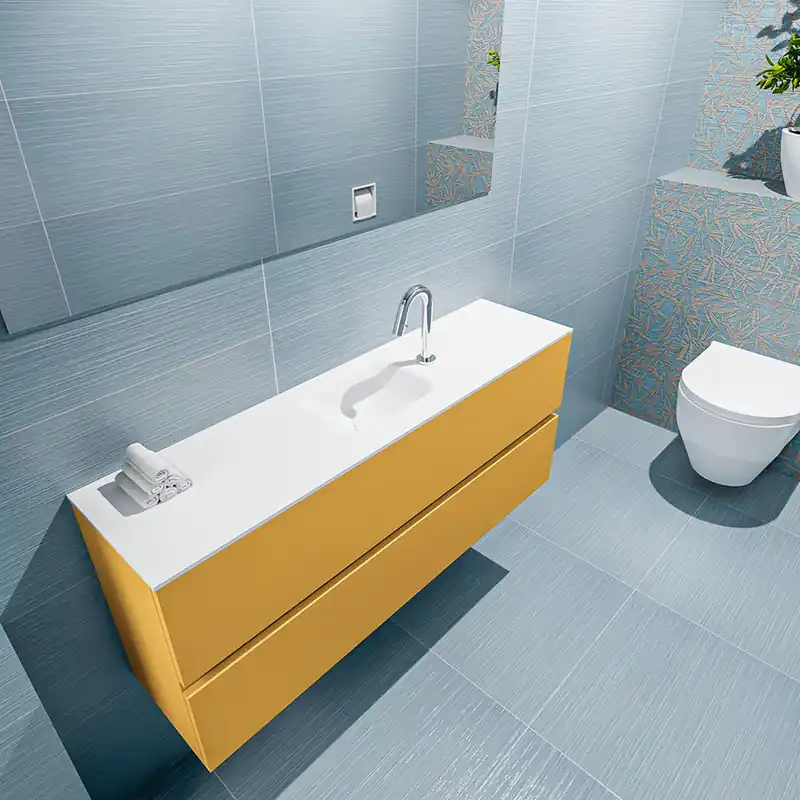 Alleen Vandaag Mondiaz Ada 120cm toiletmeubel ocher met wastafel talc midden 1 kraangat