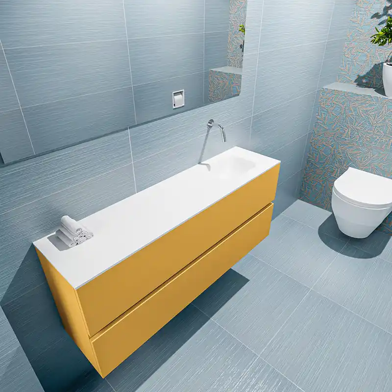 Nieuw Mondiaz Ada 120cm toiletmeubel ocher met wastafel talc rechts zonder kraangat