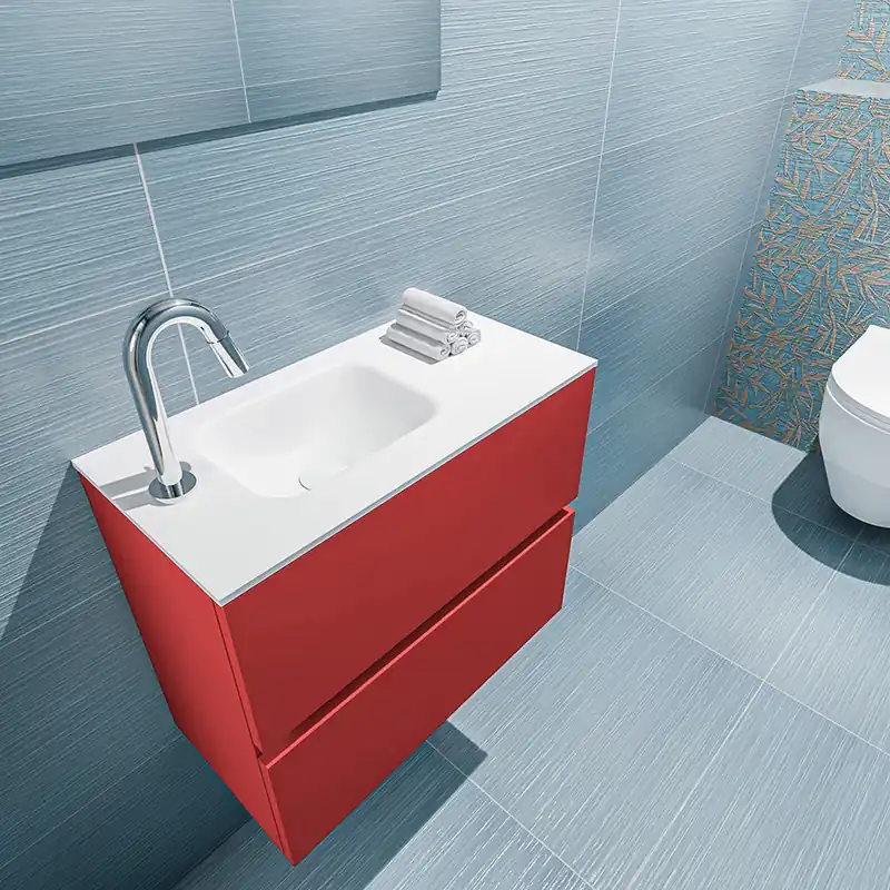 Tijdelijk Beschikbaar Mondiaz Ada 60cm toiletmeubel fire met wastafel talc links 1 kraangat