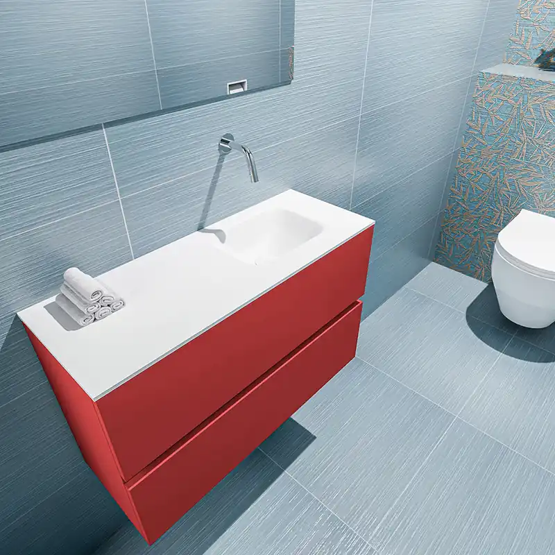Betaalbaar Mondiaz Ada 80cm toiletmeubel fire met wastafel talc rechts zonder kraangat