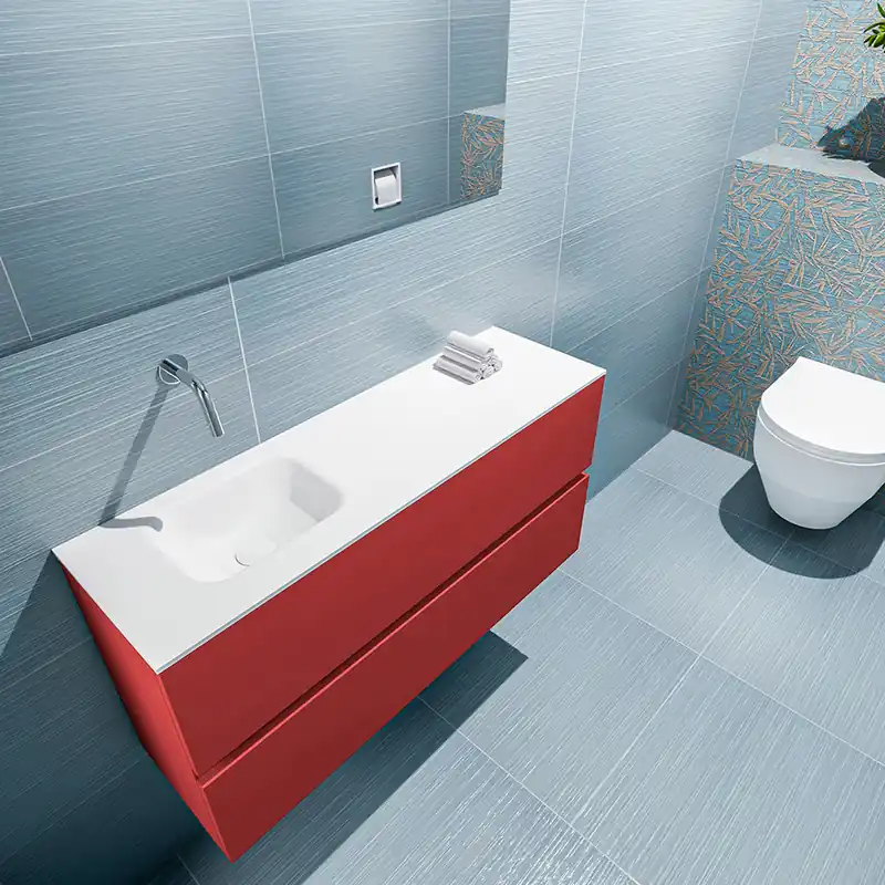 Weekendaanbieding Mondiaz Ada 100cm toiletmeubel fire met wastafel talc links zonder kraangat