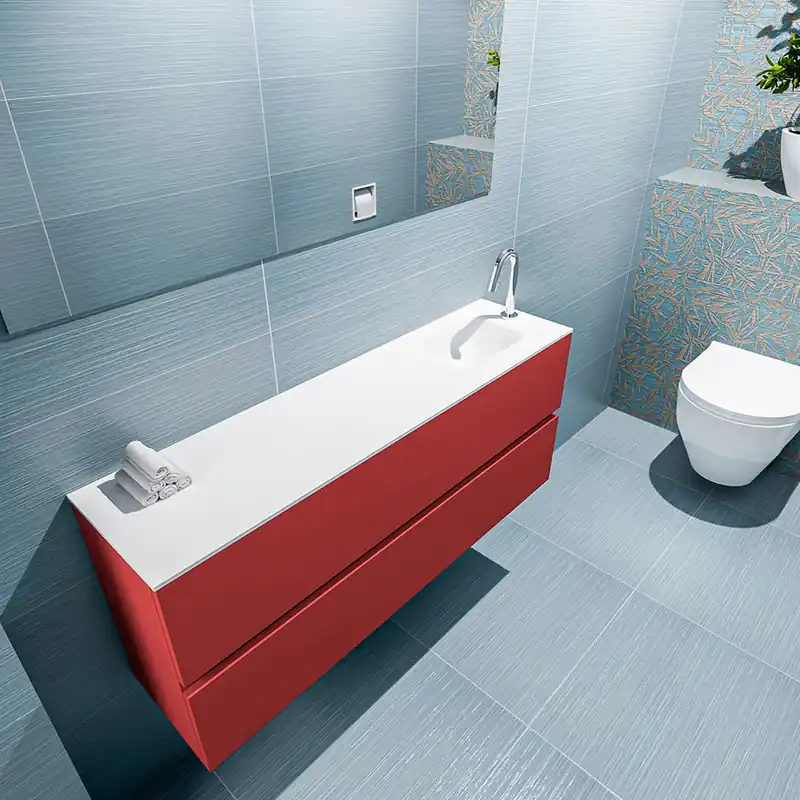 Snelle Levering Mondiaz Ada 120cm toiletmeubel fire met wastafel talc rechts 1 kraangat