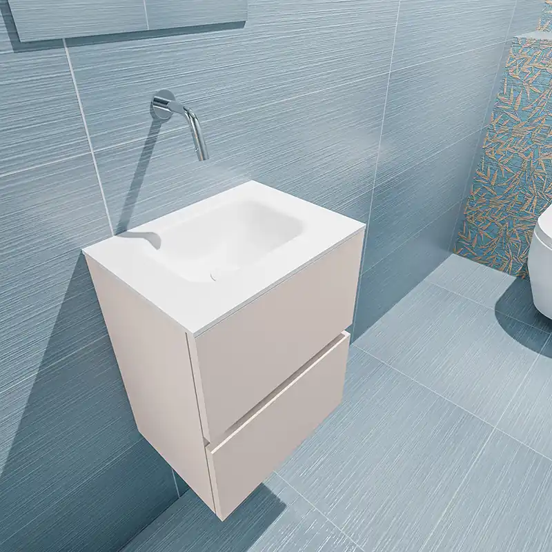 Gereduceerde Prijs Mondiaz Ada 40cm toiletmeubel linen met wastafel talc midden zonder kraangat