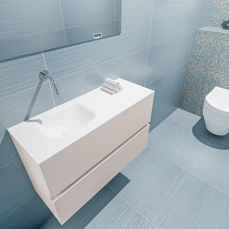 Betrouwbaar Mondiaz Ada 80cm toiletmeubel linen met wastafel talc links zonder kraangat