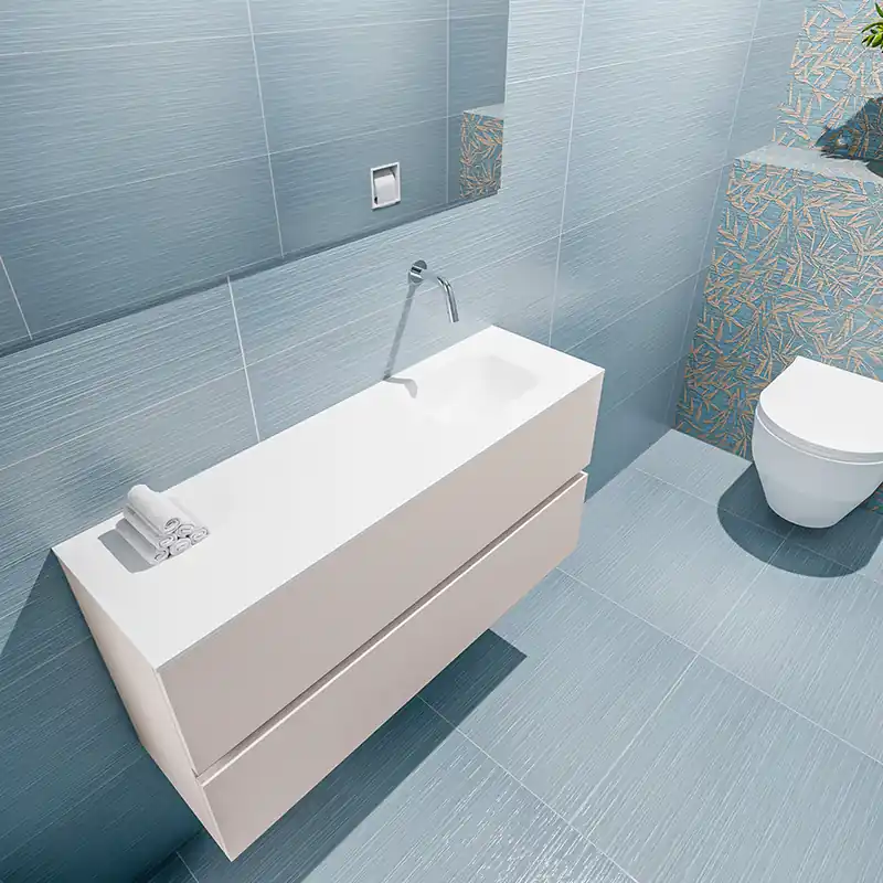 Gratis Retour Mondiaz Ada 100cm toiletmeubel linen met wastafel talc rechts zonder kraangat