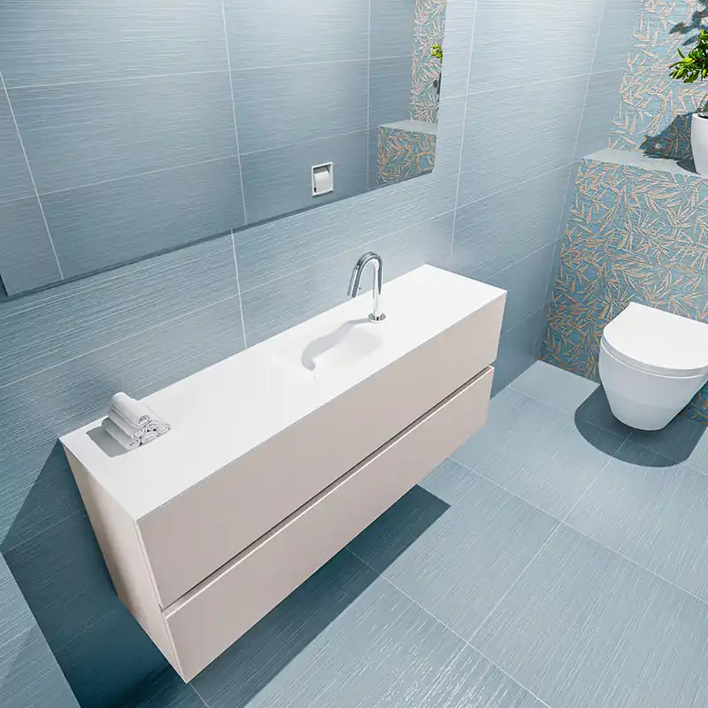 Trendy Mondiaz Ada 120cm toiletmeubel linen met wastafel talc midden 1 kraangat